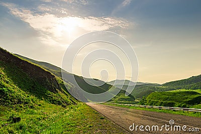 Clear sunny day in the mountains of Transcaucasia, green landscapes Stock Photo