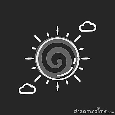 Clear sunny sky chalk white icon on black background Vector Illustration