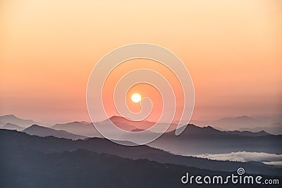 Clear Sunrise in the mountain Stock Photo