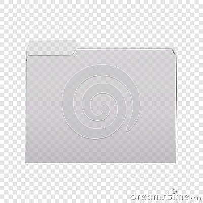 Clear tabbed plastic file folder on transparent background realistic vector mock-up. PVC folder with cut tab mockup Vector Illustration