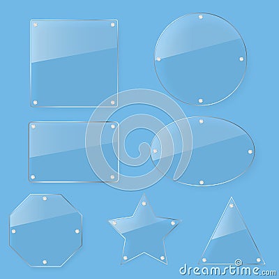 Clear tint glass plate set Vector Illustration