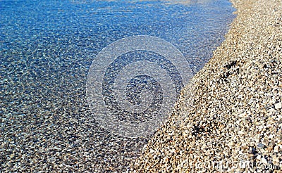 Clear transparent sea on the beach in town Senj, Adriatic sea, Croatia Stock Photo