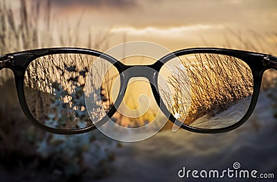 Clear vision through glasses Stock Photo