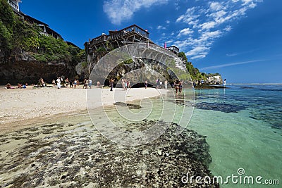 Clear water and blue sky at Suluban Beach, Bali, Indonesia Editorial Stock Photo