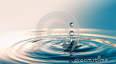 Clear Water drop with circular waves Stock Photo