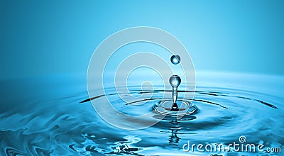 Clear Water drop with circular waves Stock Photo