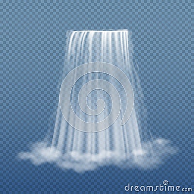 Clear water stream of waterfall on transparent background vector illustration Vector Illustration