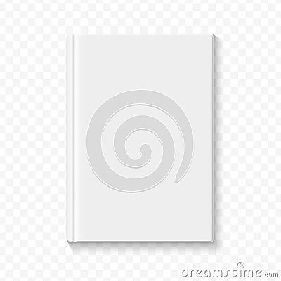 Clear white blank book cover template on the alpha transperant background with smooth soft shadows. Vector illustration. Vector Illustration