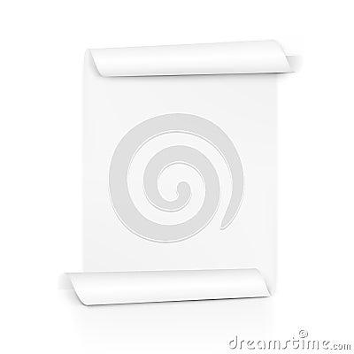 Clear White Paper Scroll. Sheet Roll On Both Sides Stock Photo