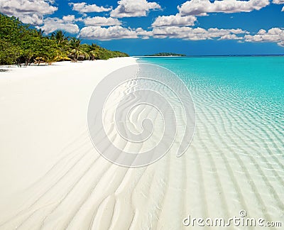 Clear white sand island coast Stock Photo