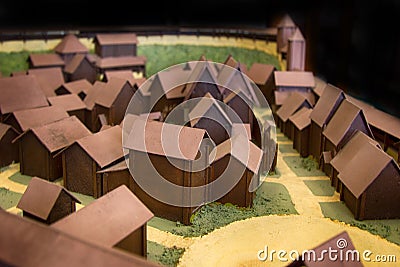 Clear wooden model of Russian medieval city Editorial Stock Photo