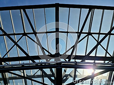 Clearglass rooftop on mettalic structure Stock Photo