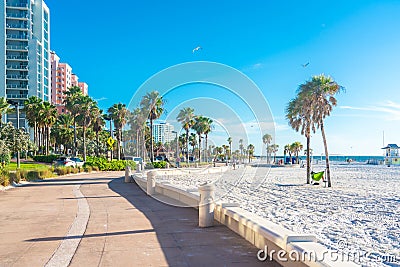 Clearwater beach with beautiful white sand in Florida USA Stock Photo