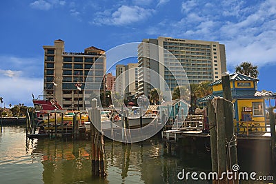 Hotels and tour boats in Pier 60 area. Editorial Stock Photo