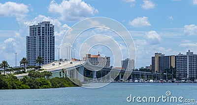 Clear water beach florida skyline and bridge. Clearwater Stock Photo