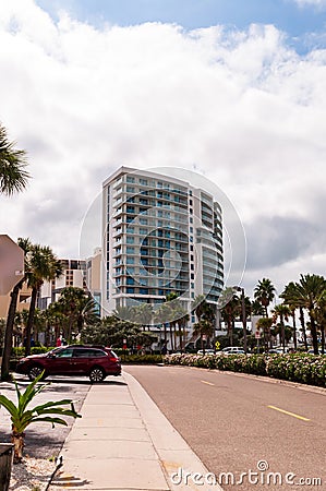 Clearwater Beach, Florida, USA 11/6/19 The Opal Sands Hotel on South Gulfview Boulevard Editorial Stock Photo