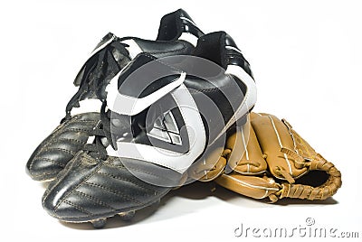 Cleats and glove Stock Photo