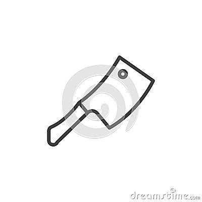 Cleaver, hatchet line icon, outline vector sign, linear style pictogram isolated on white. Vector Illustration