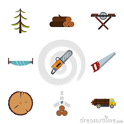 Cleaver icons set, flat style Vector Illustration