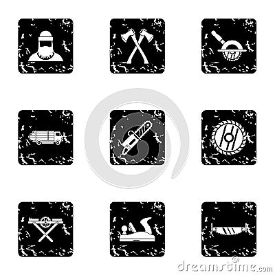 Cleaver icons set, grunge style Vector Illustration