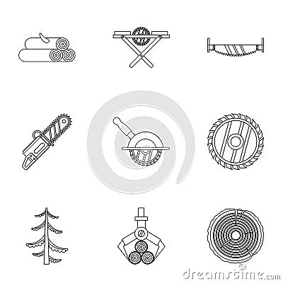 Cleaver icons set, outline style Vector Illustration