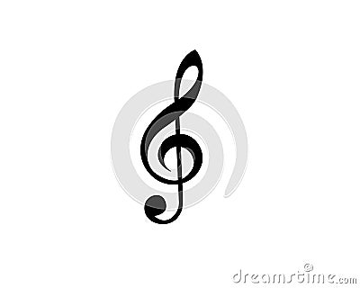 clef music note black design isolatede on white. icon vector illustration. Vector Illustration