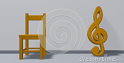 Clef symbol and chair Stock Photo