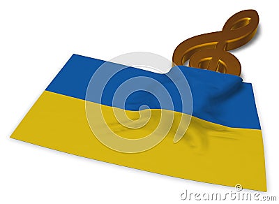 Clef symbol and flag of the ukraine Stock Photo