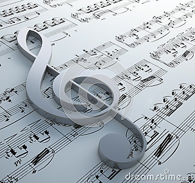 Clef symbol on a notation chart Stock Photo