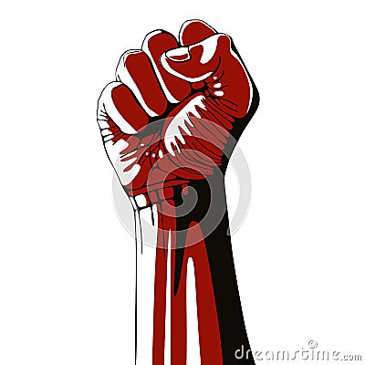 Clenched fist held high in protest. Vector Illustration