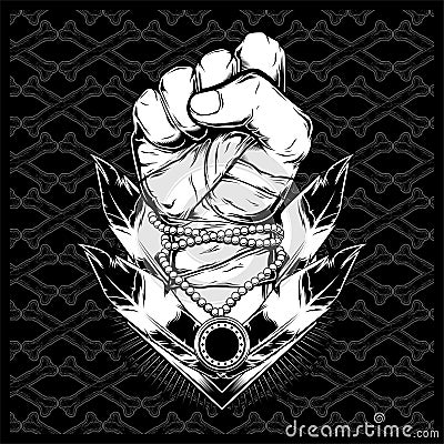 A clenched fist held high in protest - Vector Vector Illustration