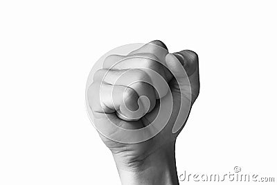 Clenched fist held in protest Stock Photo
