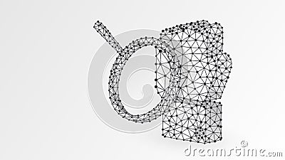 Clenched Fist model with magnifying glass. Business strength, human power analytics, success concept. Abstract, digital Vector Illustration