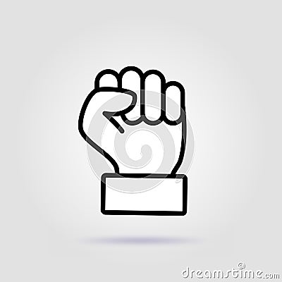 Raised fist hand gesture vector icon on a gray background with soft shadow Vector Illustration