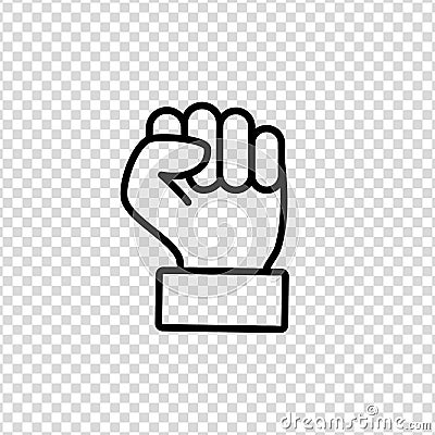 Raised fist hand gesture vector icon on a transparent background Vector Illustration