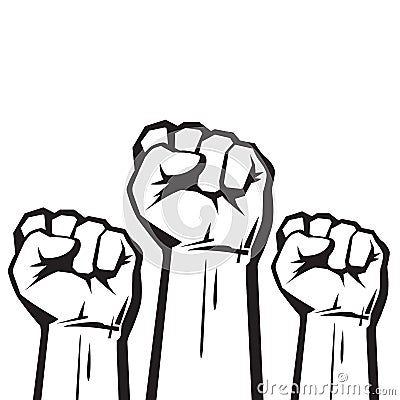 Clenched fists raised in protest. Vector. Vector Illustration