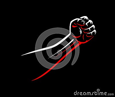 Clenched fists riot male hand fight MMA, wrestling, kick boxing, karate sport Vector Illustration