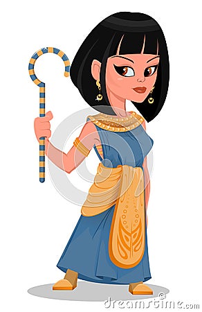 Cleopatra beautiful cartoon Egypt Queen Vector Illustration