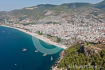 Cleopatra sand beach resort of Turkey Alanya Stock Photo