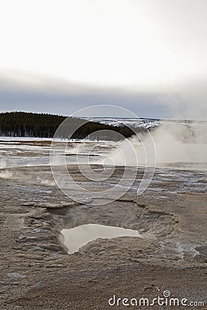 Clepsydra Geyser, Winter, Yellowstone NP Stock Photo