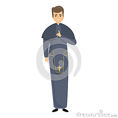 Clergyman priest icon, cartoon style Vector Illustration