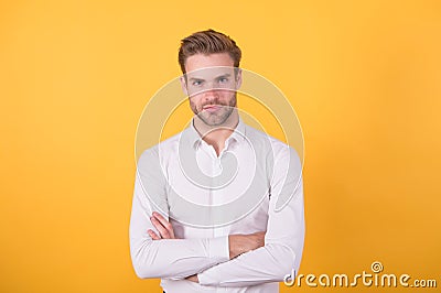 Clerical and middle chain management. Menswear formal style. Guy handsome office worker. Working formal dress code Stock Photo