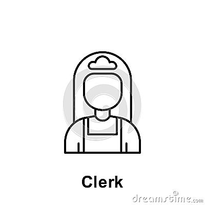 Clerk outline icon. Element of labor day illustration icon. Signs and symbols can be used for web, logo, mobile app, UI, UX Vector Illustration