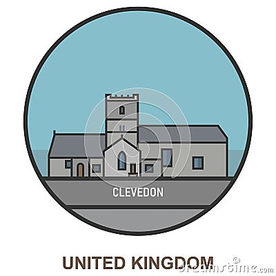 Clevedon. Cities and towns in United Kingdom Vector Illustration