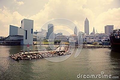 Cleveland from Lake Erie Stock Photo