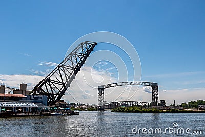 Cleveland, Ohio. Bridges spanning the Cuyahoga River Editorial Stock Photo