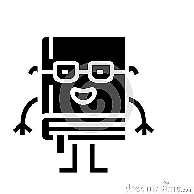 clever book character glyph icon vector illustration Cartoon Illustration