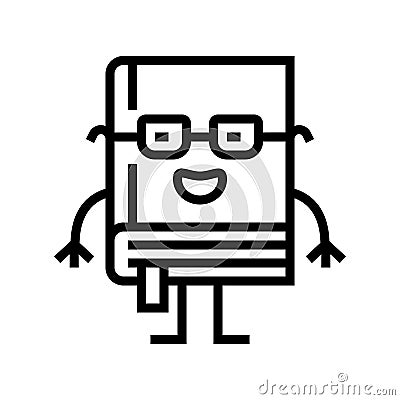 clever book character line icon vector illustration Vector Illustration