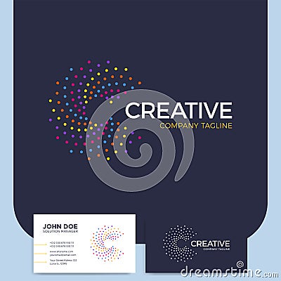 Clever and creative dots or point crypto letter c logo smart and Editorial Stock Photo