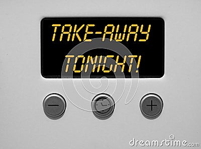 Clever digital timer cooker clock message remark witty alert warning dinner dog sign symbol cook food funny comical phrase quip Stock Photo